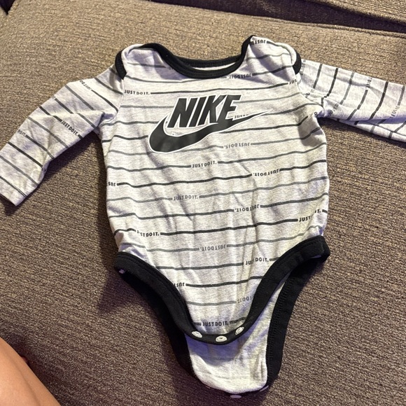 Nike Other - Nike Black and Gray Striped Kids Bodysuit 3M